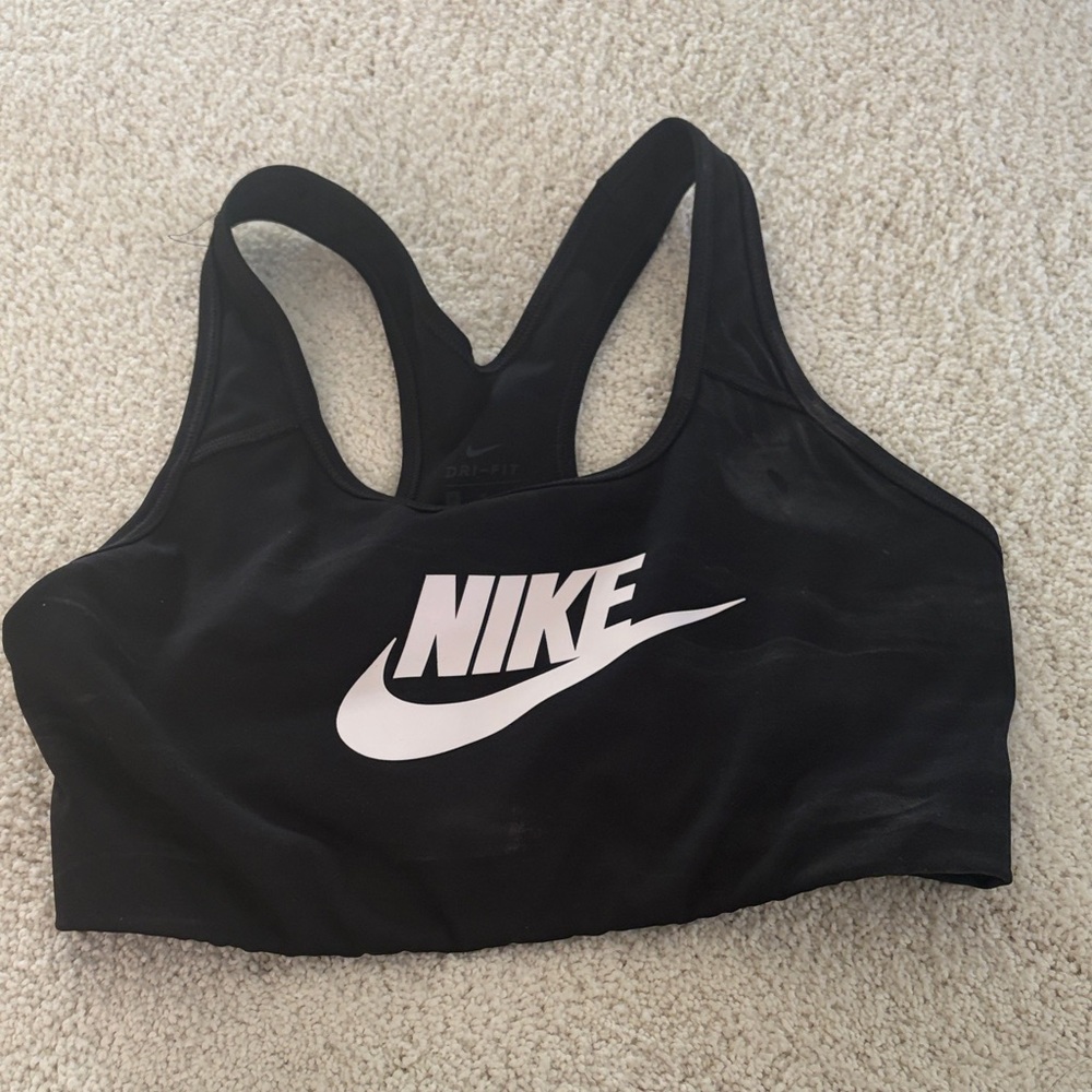 Nike Black Sports Bra with White Logo